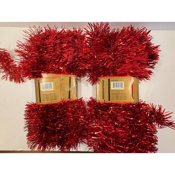 Vintage Red Tinsel Christmas Tree Garland Holiday Decor Lot of 2 NEW - Picture 5 of 5